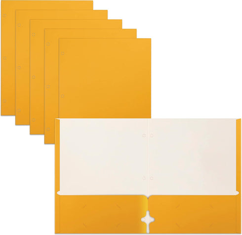 Better Office Products Two Pocket Portfolio Folders, 50-Pack, Dark Yellow, Letter Size Paper Folders