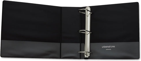 Universal UNV30753 4 in. Capacity Deluxe Easy-to-Open D-Ring View Binder - Black, 11 in. x 8.5 in.