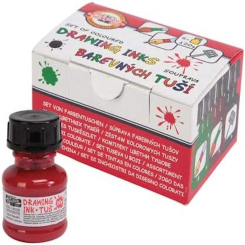 Koh-I-Noor 014173000000 Set of 6 x 20 g Coloured Drawing Ink