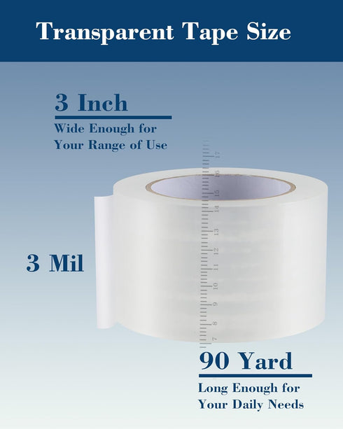Lichamp Heavy Duty Packing Tape 12 Rolls, Wide 3 in. x 90 Yd., 3 Mil Thick Clear Commercial Grade Packaging Tape for