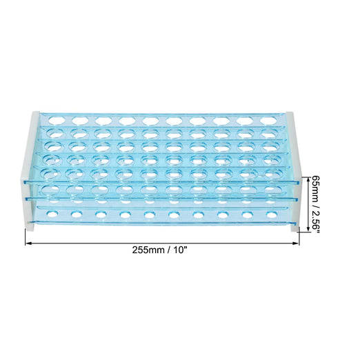 uxcell Detachable Polypropylene Test Tube Holder Rack 50 Hole for 13-16mm Tubes Light Blue 2Pcs