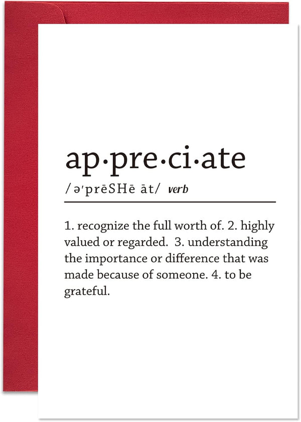 Ogeby Cute Appreciate Definition Card, Funny Thank You Card for Him Her,