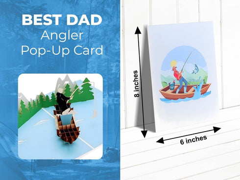 iGifts And Cards 3D Mountain Fishing Pop-Up Card – Canoe, Forest & Leaping Trout – Gift for Men, Fishermen, Nature