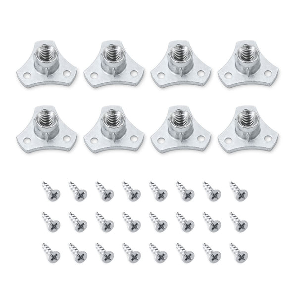 POWERTEC 5/16-18 T Nuts, 8 Pcs | Screw-On Tee Nuts for Wood Working, Rock Climbing Holds, and Furniture