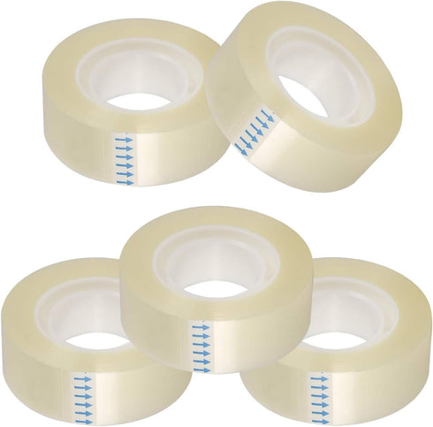 KIDMEN Transparent Tape, Clear Tape for Office, Home, School, 5 Dispensered Rolls, 0.7 x 1300 Inch