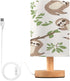 ALAZA Sloth Leaf Pattern Bedside Table Lamp with USB Port for Bedroom