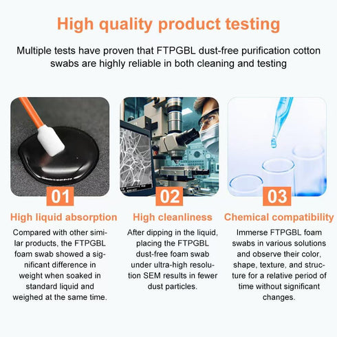 FTPGBL 100 (5 Cleaning Lab Swab Kit PCS Microfiber Knitted Polyester Cleaning Sticks Professional Lint Free Lab Swabs