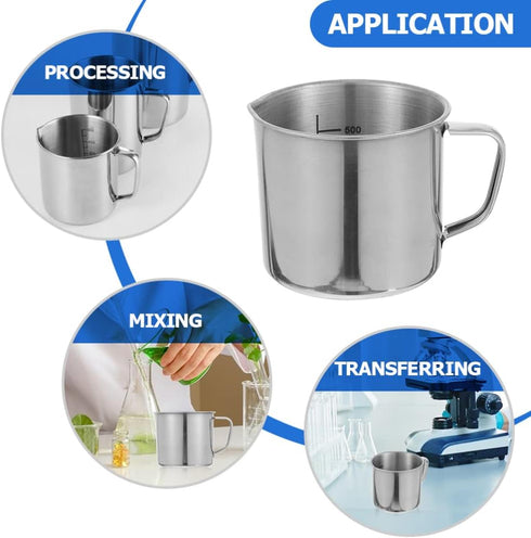 Hemobllo Stainless Steel Beaker, Lab Graduated Beaker with Handle for Liquids Solids, Scientific Laboratory Supplies