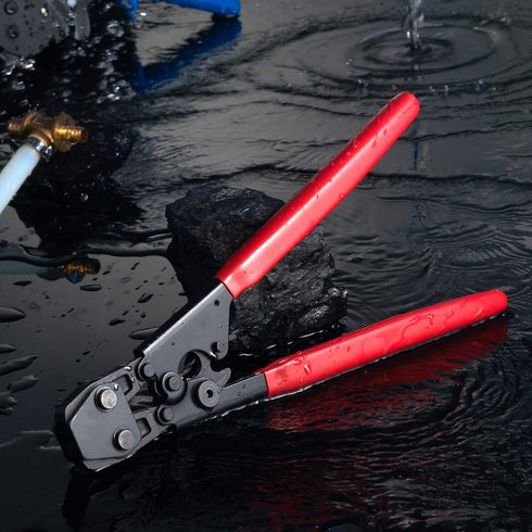 iCrimp Ratcheting PEX Cinch Tool for Fastening Stainless Clamps from 3/8-Inch to 1-Inch with Calibration Gauge