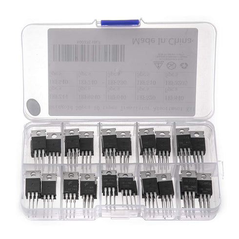 50pcs IRF Series Mosfet Transistors Assortment Kit, Including IRFZ44, IRF510, IRF520, IRF530, IRF540, IRF640, IRF740,