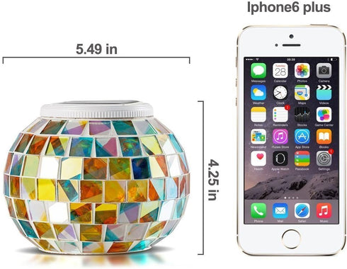 EONLYX Solar Outdoor Table Lamp, Solar Powered Mosaic Glass Ball Garden Lights Waterproof Color Changing Mood Night