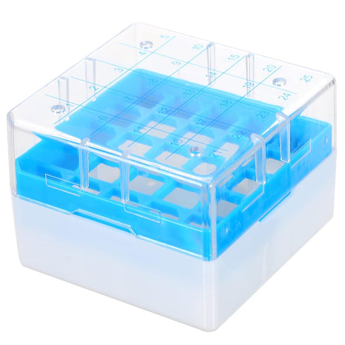 iplusmile Polycarbonate Freezer Boxes, 25-grids Cryovial Storage Box, Polycarbonate CryoBox Vial Rack for
