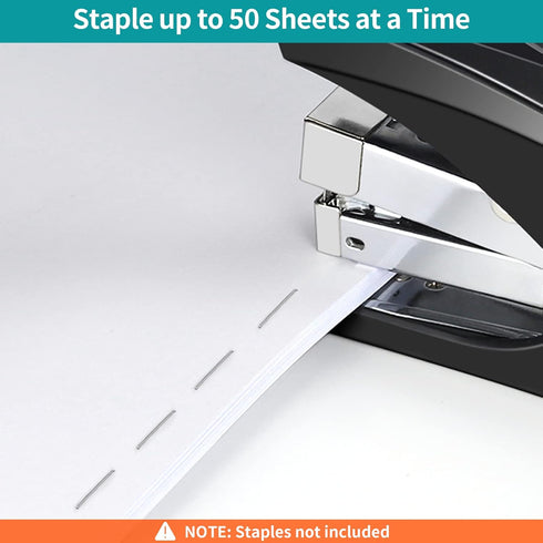 Ergonomic Portable Handheld Stapler for Desk, 50 Sheet Capacity, Built-in Staple Remover, Heavy Duty, Space Saving Size
