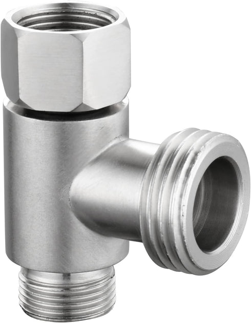 3-way 3/8" and 1/2" Adapter Tee Connector, Stainless Steel 3/8" Water Line T Fitting, Brushed Nickel, 1 PCS.