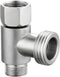 3-way 3/8" and 1/2" Adapter Tee Connector, Stainless Steel 3/8" Water Line T Fitting, Brushed Nickel, 1 PCS.