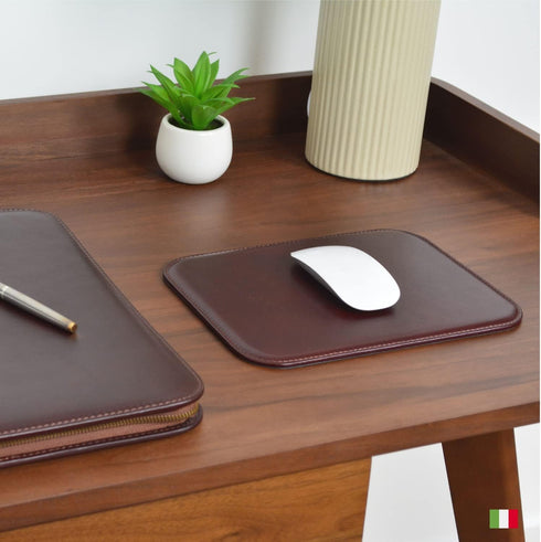 Maruse Italian Leather Mouse Pad, Handmade in Italy, Brown