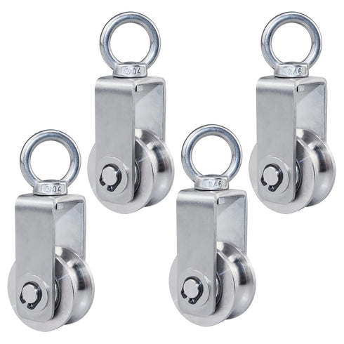 Stainless Steel Cable Pulley Wheel, Swivel Pulley Block for Lifting Gym Equipment, Clothesline, 4 Pack