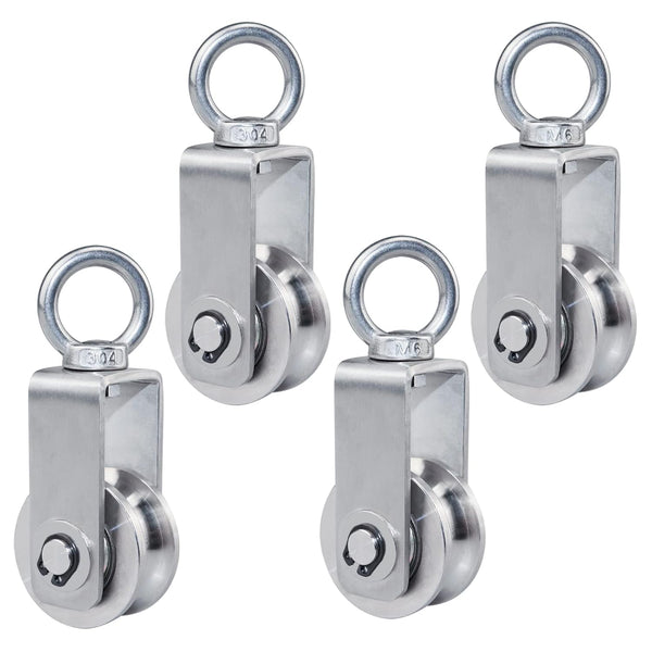 Stainless Steel Cable Pulley Wheel, Swivel Pulley Block for Lifting Gym Equipment, Clothesline, 4 Pack