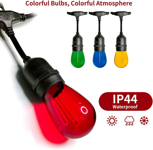 24 Pack S14 Colored LED String Light Bulbs, 1 Watt Shatterproof, E26 Base, Multi-Color