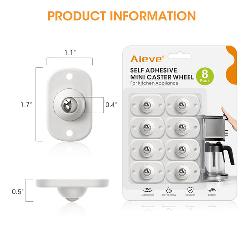 Aieve Appliance Sliders for Kitchen Appliances, 8 Pack Small Appliance Wheels for Easy Moving