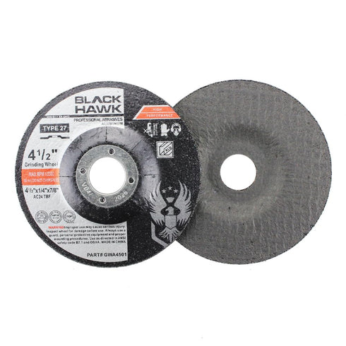 BHA 4.5" Inch Angle Grinders, Depressed Center Load Resistant Grinding Wheels for Aluminum & Other Soft Metals, 4-1/2" x 1/4" x 7/8" - 5 Pack