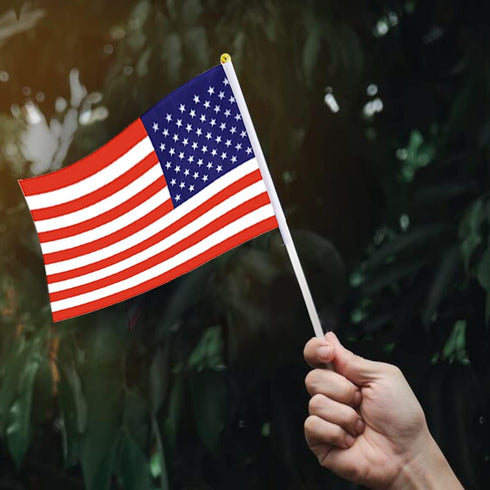 Mini Handheld American Flags on Stick - Small USA Flag for Party Parades Sports Events - 4th of July Decorations