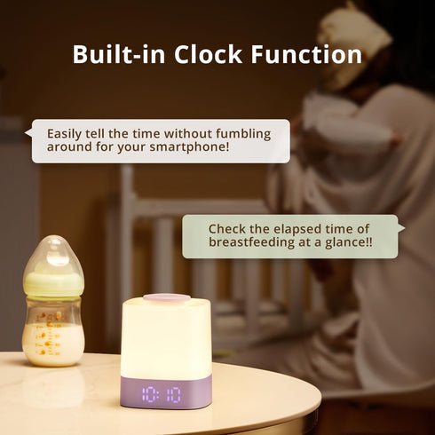 4000mAh Dimmable, 3 Lyridz LED Nursery Night Light with Clock, Portable Breastfeeding Table Lamp for Baby with Remote