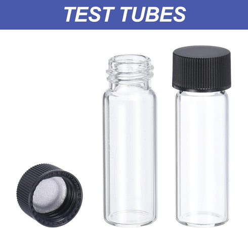 PATIKIL 50 Pack 4ml Clear Glass Vials, Sample Vials with Screw Cap, Leak-Proof Liquid Sample Glass Vial for Lab