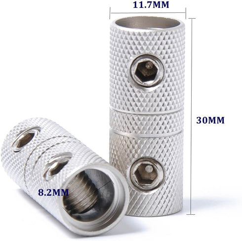 4 Guage Wire Splice Connectors 4 AWG Battery Cable Splicing Amplifier Wire Butt Connector Nickel Plated Brass 4PCS with Heat Shrink Tube