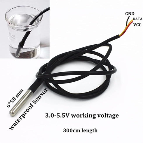 5PCS DS18B20 Waterproof Temperature Sensor, Digital Thermal Probe 3M 118.1 inch for Raspberry Pi, Arduino