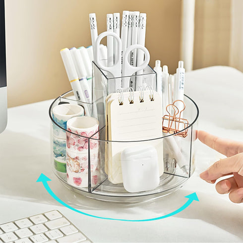 JIKIOU Acrylic Pen Holder, 360-Degree Rotating Pencil Organizer for Kids, Caddy Art Supply Organizer for Home Office