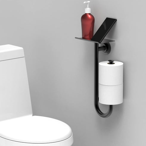 SAFETY+BEAUTY 3-in-1 Stainless Steel Double Toilet Paper Holder with Heavy Duty Grab Bar