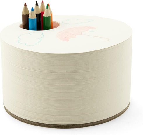 Three by Three Seattle jOTBLOCK Full-Circle Chunky Sketchpad: With 6 Colored Pencils for Memos, Notes, Drawings, Letters & Office (380 Pages) by Three by Three