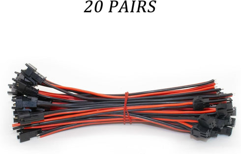 KWMSTPLT 20 2 WS2812B WS2811 SK6812 15cm 22 Pairs SM JST PIN Wire Connector Cable for LED Strip Lights, AWG Male