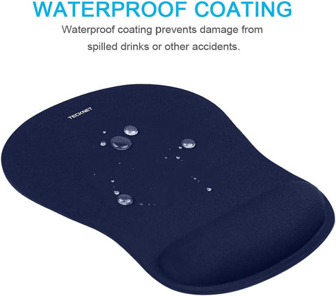 TECKNET Ergonomic Gaming Mouse Pad with Wrist Support, Comfortable Portable Mousepad for Computer, Blue
