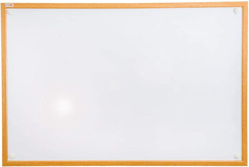 Floortex Viztex Lacquered Steel Magnetic Dry Erase Board, 24" x 18", Oak Effect Surround