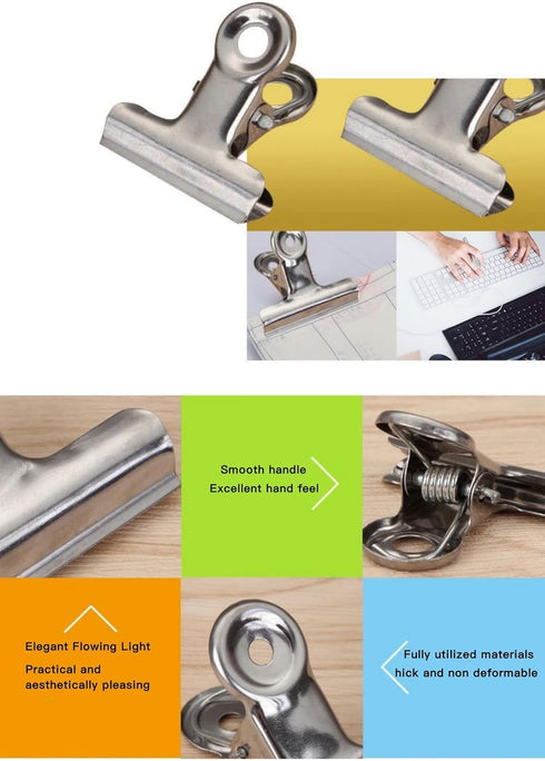 Large Metal Hinge Clips, 16 Pack 2 Inch Chip Clips for Food Bags, Silver Binder Paper Clip Clamp