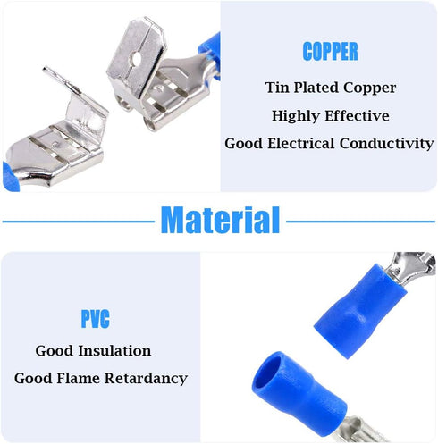 Glarks 100pcs 16-14 Gauge Semi Insulated Piggy Back Spade Electrical Connectors, Quick Splice Crimp Terminals