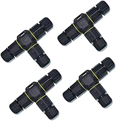 3 Way 3Pin Junction Box IP68 Waterproof, Ideal for 4.5mm-10mm Outdoor Cable, Used for Landscape Lights, Car Decoration