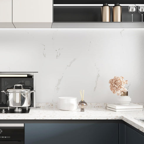 Matte Marble Contact Paper for Countertop Peel and Stick 15.8''x78.7'' Waterproof White for Cabinets, Backsplash