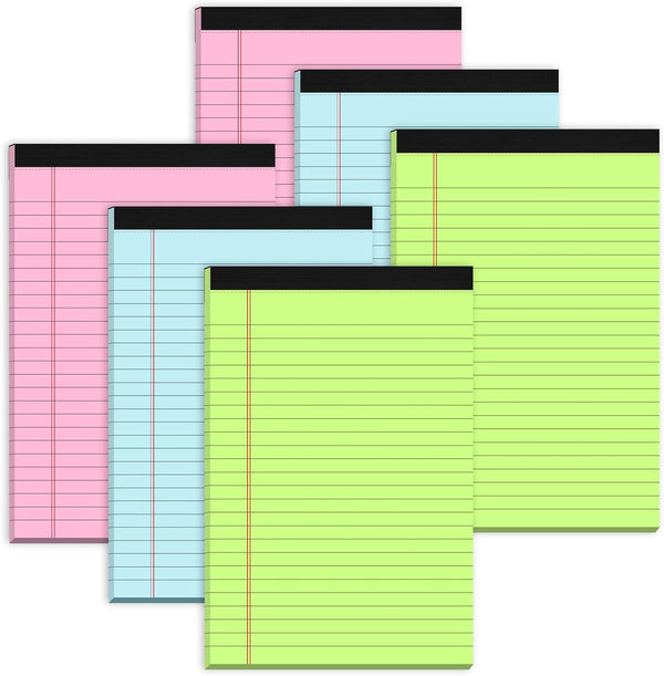 Small Legal Pads 5x8 Colored Note Pads, 6 Pack Mini Notepads for Work, Pink Notepad 5x8 for Home Office Supplies