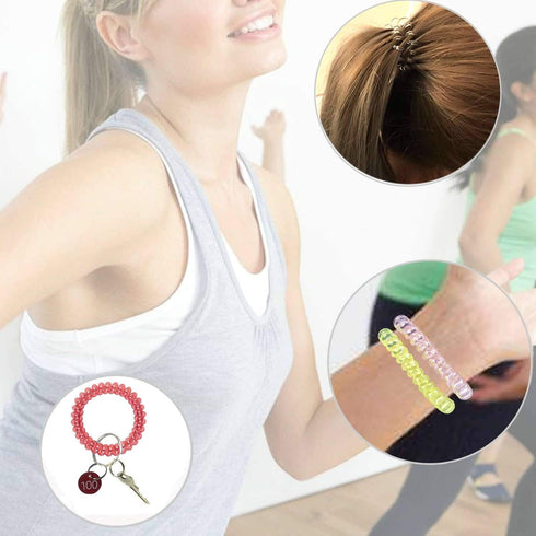 BIHRTC 5pcs Colorful Wristband Stretch Spring Spiral Coil Keychain Bracelets for Gym Pool ID Badge Outdoor Activities