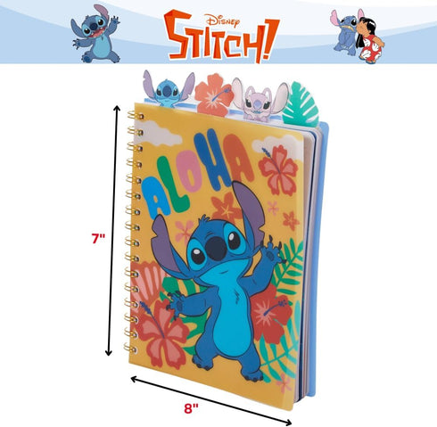 Stitch Tab Journal Notebook, Spiral Bound, 96 Lined Pages, 8 x 7 inches, Yellow