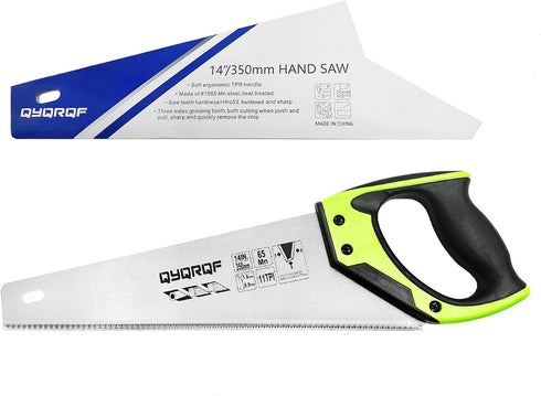 14 in. Pro Hand Saw, 11 TPI Fine-Cut Soft-Grip Handsaw for Gardening and Cutting Wood