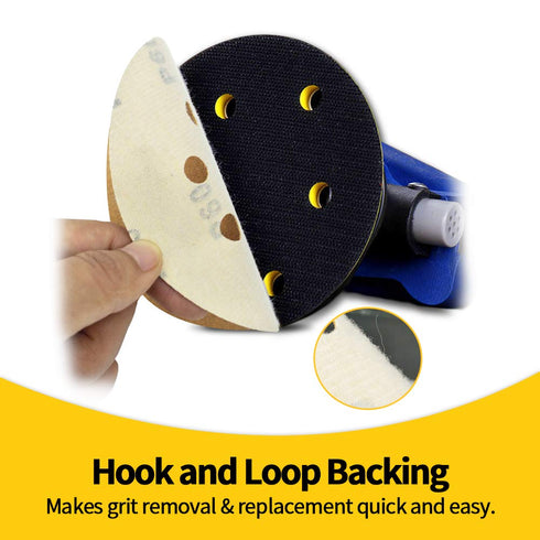 SPEEDWOX 50 Pcs 5 Inches 8 Hole Sanding Discs - 60 Grit Dustless Hook and Loop Sandpaper for Random Orbital Sander