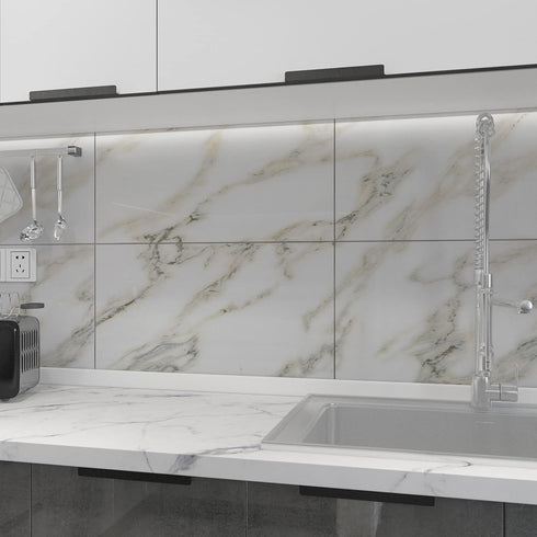 White Marble Peel and Stick Wallpaper - 16" 118" Granite Contact Paper, Self Adhesive Waterproof for Furniture
