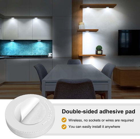 Closet Closets, 4 Pack Under Cabinet Lighting, Tap Light Battery Operated LED Puck Lights Cordless adhesive lights