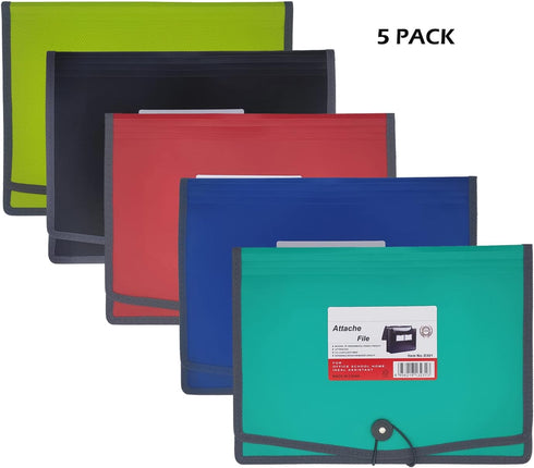 Premium Quality Plastic Expanding File Folder Document Organizer, 3.5" Expansion, A4 Letter Size, 5 Pack