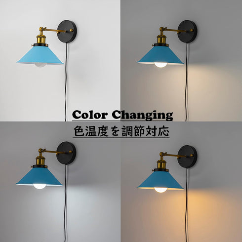 5.9ft Dimming 1 Pack Remote Control Lamp Macaron Blue Metal Wall Sconce Adjustable Angle Wall Lamp Lighting Fixture