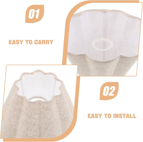Homoyoyo Floor Lamp Shade: Linen Table Lamp Shade - Pleated Scalloped Lampshade - Decorative Fabric Light Cover